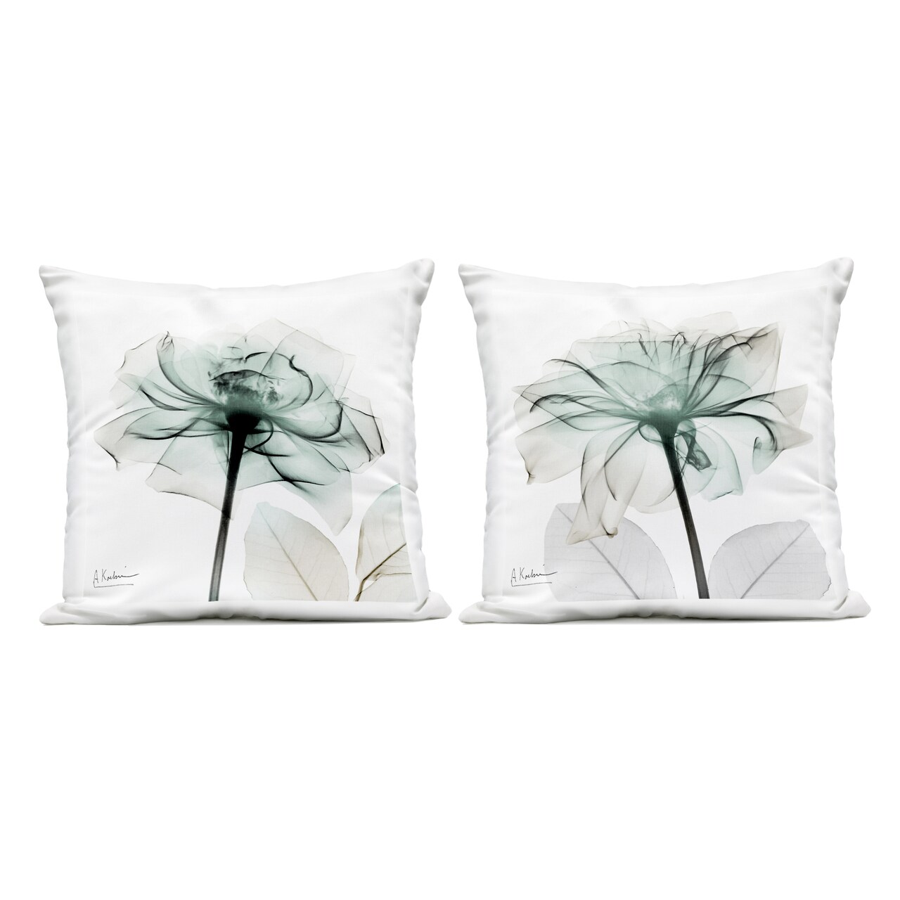 Stupell Industries Serene Emerald Rose 2pc Outdoor Printed Pillow Set design by Albert Koetsier, 18 x 7 x 18